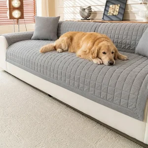 Housse de canapé quiltée carrée simple et confortable, anti-dérapante.