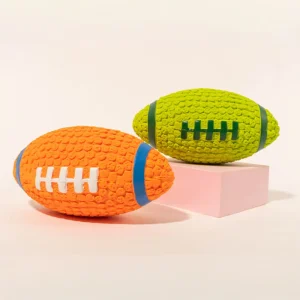 Jouet à mâcher en forme de rugby pour chien avec couineur